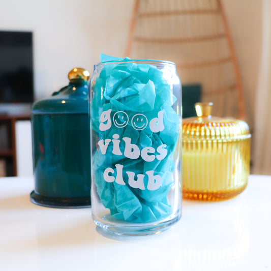 Good Vibes Club Beer Can Glass